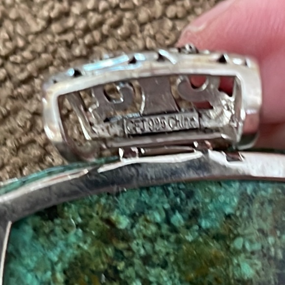 CFJ Signed Turquoise & Brown Sterling Silver Pendant - Picture 4 of 4